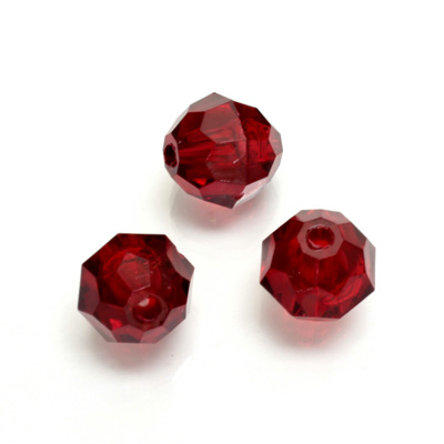 Plastic Bead - Transparent Faceted Round 12MM RUBY