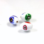 Glass Lampwork Bead - Oval Smooth 12x8MM VENETIAN WHITE