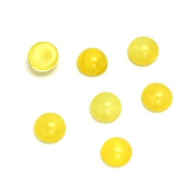 Glass Medium Dome Cabochon - Round 07MM MOONSTONE YELLOW