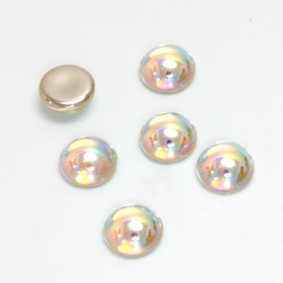 Glass Medium Dome Foiled Cabochon - Round 09MM CRYSTAL AB