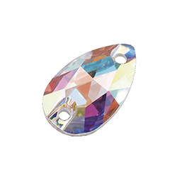 Preciosa Crystal Flat Back 2-Hole Sew-On Foiled Stone - Pear 12x7MM CRYSTAL AB