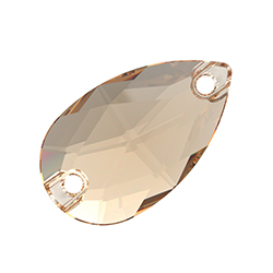 Preciosa Crystal Flat Back 2-Hole Sew-On Foiled Stone - Pear 18x10MM HONEY