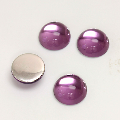 Plastic Flat Back Foiled Cabochon - Round 12MM LT AMETHYST