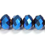 Chinese Cut Crystal Bead - Rondelle 09x12MM BLUE METALLIC