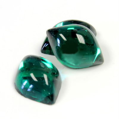 Glass Lampwork High Dome Foiled Cabochon - Fancy Navette 18x13MM EMERALD