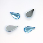 Plastic Flat Back Foiled Rose Cut Rhinestone - Pear 13x8MM LT SAPPHIRE