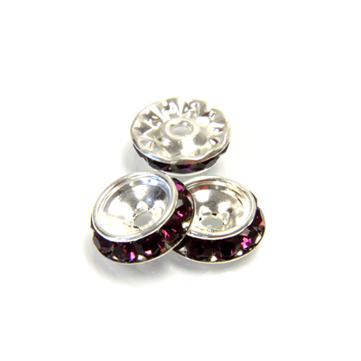 Czech Rhinestone Rondelle Shrag Rivoli Back Setting - Round 12MM outside w 08mm (ss38) Recess AMETHYST-SILVER