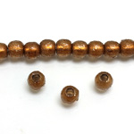 Plastic Bead - Color Lined Smooth Barrel Round 07MM SMOKE TOPAZ GOLD LINE