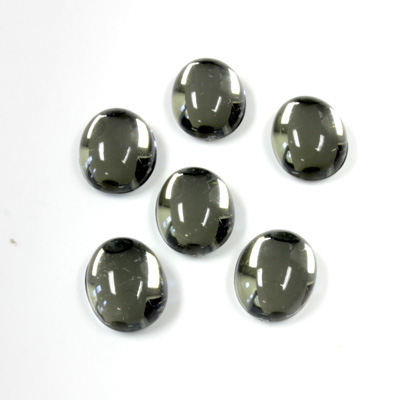 Plastic Flat Back Foiled Cabochon - Oval 10x8MM BLACK DIAMOND