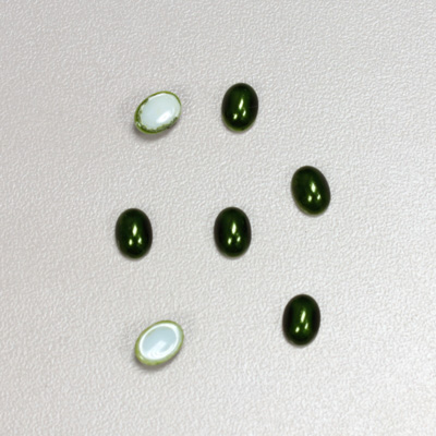 Glass Medium Dome Cabochon Pearl Spray Finish - Oval 07x5MM HUNTER GREEN