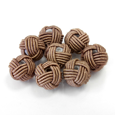 Woven Cotton Glass Base Bead - Round  10MM LIGHT BROWN (148)