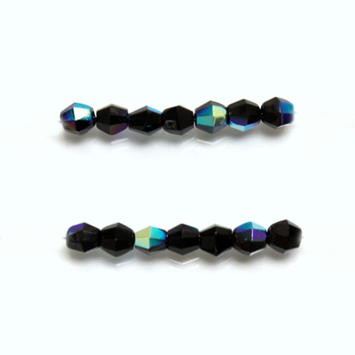 Czech Glass Fire Polished Bead - Bicone 04MM JET AB