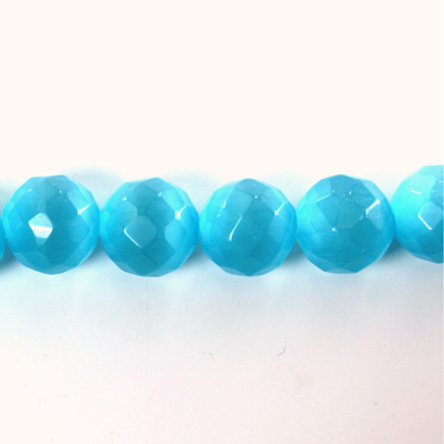 Fiber Optic Synthetic Cat's Eye Bead - Round Faceted 10MM CAT'S EYE AQUA