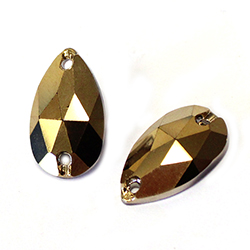 Asfour Crystal Flat Back Sew-On Stone - Pear 18x11MM GOLD