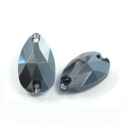 Asfour Crystal Flat Back Sew-On Stone - Pear 18x11MM HEMATITE