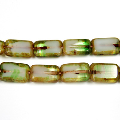 Czech Glass Fire Polish Bead Cut Window 12x8MM AQUA AGATE with DIFFUSION COATING