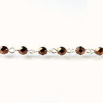 Linked Bead Chain Rosary Style with Glass Fire Polish Bead - Round 4MM ANTIQUE COPPER-SILVER