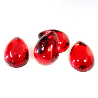 Plastic Flat Back Foiled Cabochon - Pear 15x11MM RUBY