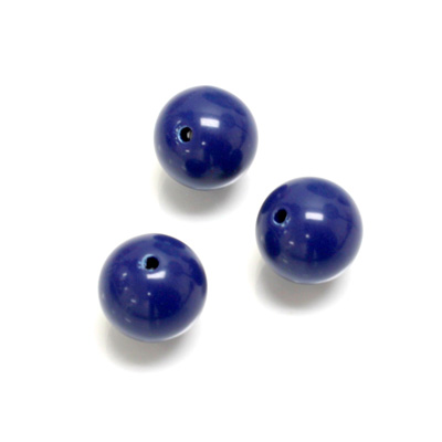 Plastic Bead - Opaque Color Smooth Round 12MM NAVY