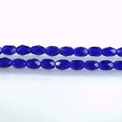 Czech Glass Fire Polish Bead - Oval 06x4MM COBALT