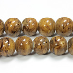 Glass Lampwork Bead - Smooth Round 14MM BROWN MATRIX