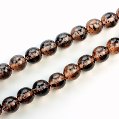 Czech Pressed Glass Bead - Smooth Round 08MM SPECKLE COATED TAUPE 64189