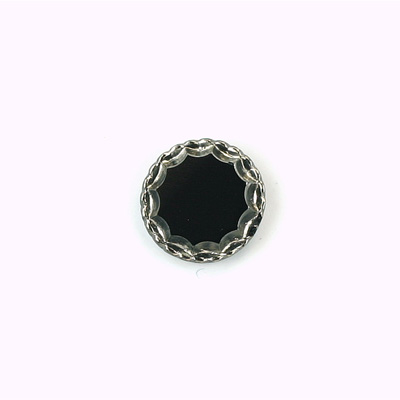 Glass Flat Back Engraved Intaglio - Round 13.5MM SILVER on JET