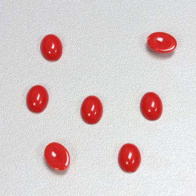 Plastic Flat Back Opaque Cabochon - Oval 08x6MM RED