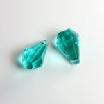 Plastic Pendant -Transparent Faceted Fancy 17x11MM AQUA