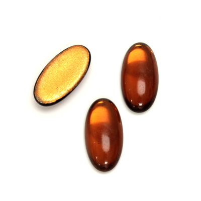 Glass Medium Dome Foiled Cabochon - Oval 18x9MM SMOKE TOPAZ