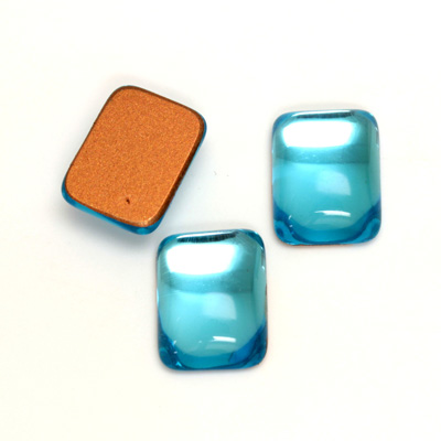 Glass Medium Dome Foiled Cabochon - Cushion 16x12MM AQUA