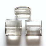 Chinese Cut Crystal Bead Stairway Facet - Square 09x9MM GREY LUMI COAT