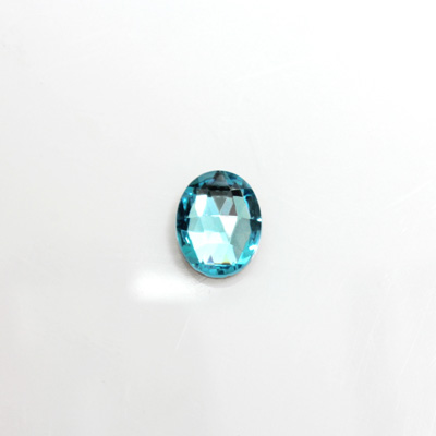 Glass Flat Back Foiled Rauten Rose - Oval 10x8MM AQUA