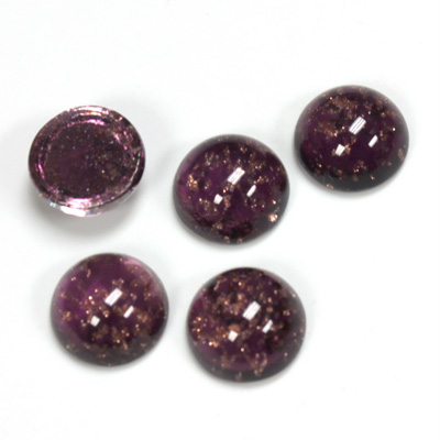 Glass Medium Dome Lampwork Cabochon - Round 11MM GOLD FLECK AMETHYST (05055)