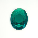 Plastic Flat Back Foiled Rose Cut Rhinestone - Oval 30x22MM EMERALD