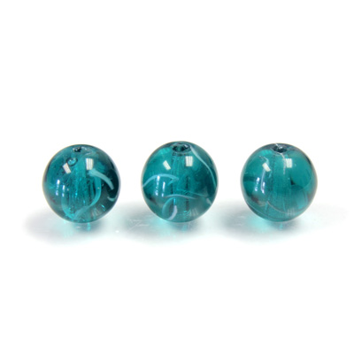 Czech Glass Lampwork Bead - Round 10MM FLAWED EMERALD