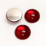 Plastic Flat Back Foiled Cabochon - Round 15MM RUBY