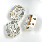 Crystal Stone in Metal Sew-On Setting - Oval 10x8MM CRYSTAL-SILVER