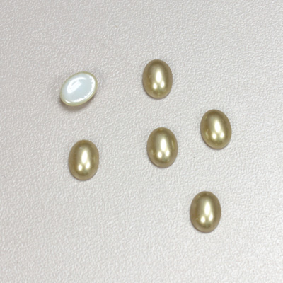 Glass Medium Dome Cabochon Pearl Spray Finish - Oval 08x6MM LT OLIVE