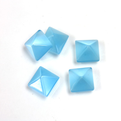 Fiber-Optic Cabochon - Pyramid Top 08x8MM CAT'S EYE AQUA