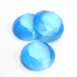 Fiber-Optic Flat Back Stone with Faceted Top and Table - Round 18MM CAT'S EYE AQUA