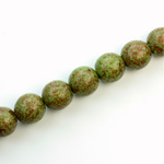Czech Pressed Glass Bead - Smooth Round 10MM VOLCANIC COATED OLIVE