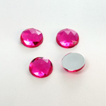 Plastic Flat Back Foiled Rauten Rose Rhinestone - Round 12MM ROSE