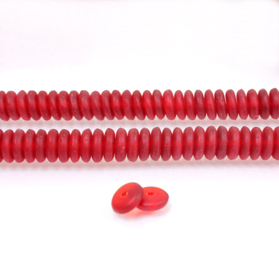 Czech Pressed Glass Bead - Smooth Rondelle 6MM MATTE RUBY