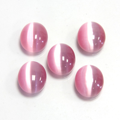 Fiber-Optic Cabochon - Oval 12x10MM CAT'S EYE LT PINK