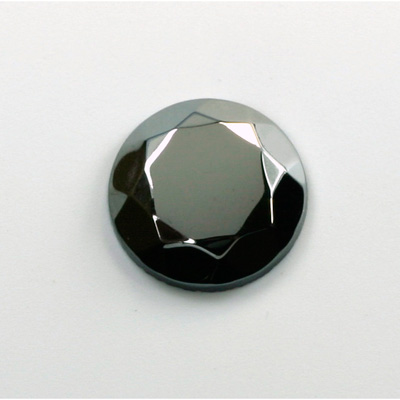 Glass Glat Back Rose Cut Stone - Round 18MM HEMATITE