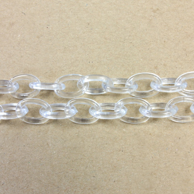 Plastic Chain Smooth Oval Link 13x9MM CRYSTAL