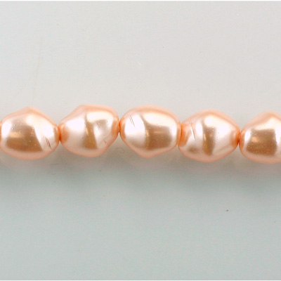 Czech Glass Pearl Bead - Baroque Twisted 13x11MM LT ROSE 70424
