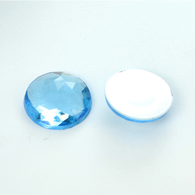 Plastic Flat Back Foiled Rauten Rose Rhinestone - Round 18MM LT SAPPHIRE