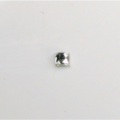 Czech Glass Flat Back Rose Cut Stone - Square 04x4MM CRYSTAL Foiled